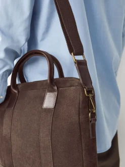 Marron chocolat - Porte-documents en daim