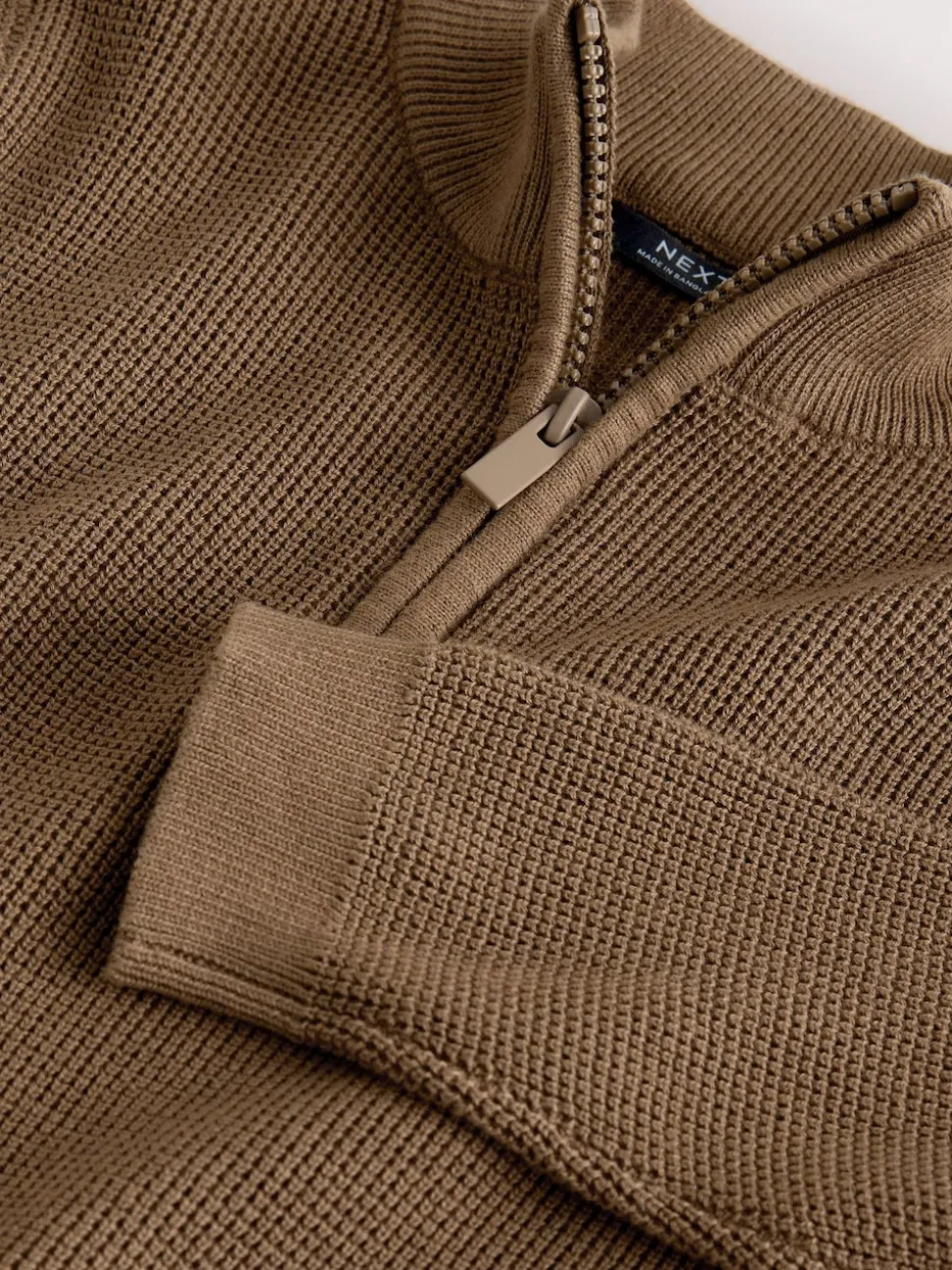 Marron chocolat - Pulls à encolure zippée texturé en maille (3-16ans)