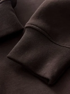 Marron chocolat - Quart de zip - Sweat-shirt en jersey riche en coton