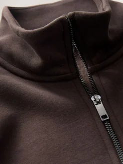 Marron chocolat - Quart de zip - Sweat-shirt en jersey riche en coton