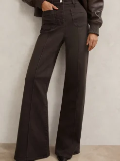 Marron chocolat - Reiss - Sakura - Jean évasé à poches plaquées