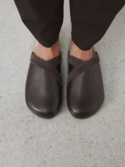 Marron chocolat - Sabots Forever Comfort en cuir propre avec semelle plantaire