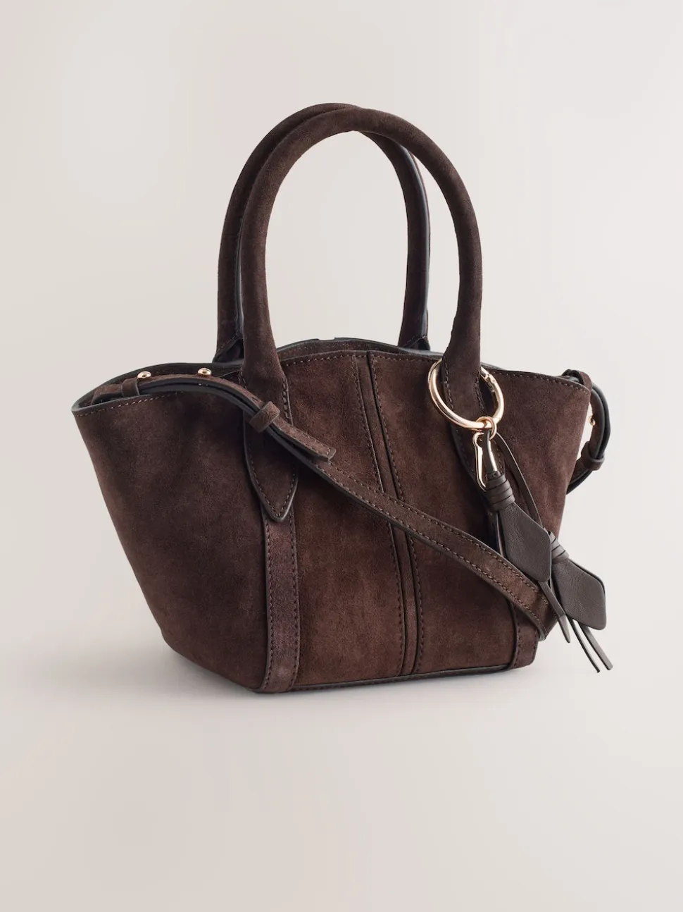 Marron chocolat - Sac à bandoulière avec breloque fleur en daim