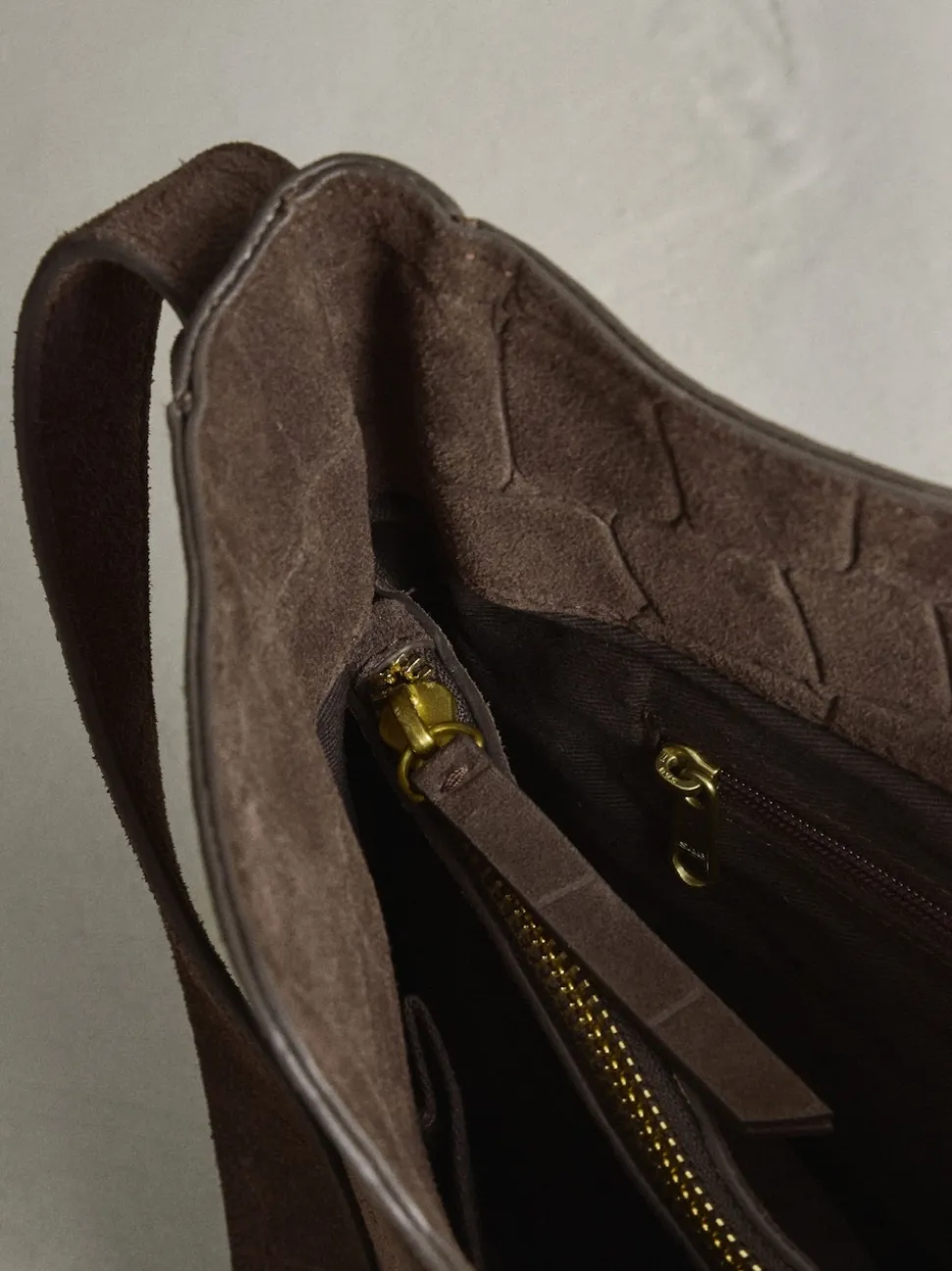 Marron chocolat - Sac à bandoulière Messenger en daim croco