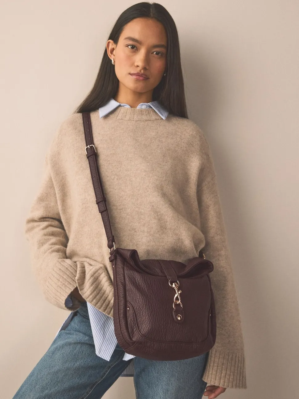 Marron chocolat - Sac à bandoulière Messenger