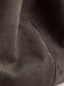 Marron chocolat - Sac bandoulière souple en Faux suède