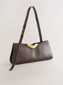 Marron chocolat - sac bandoulière avec détails de quincaillerie