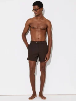 Marron chocolat - Short de bain Reiss Sun avec pattes d'ajustement sur les côtés