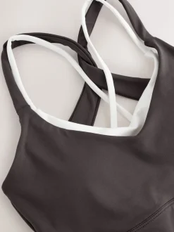 Marron chocolat - Soutien-gorge de sport Active Power à dos croisé double couche
