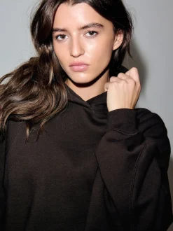 Marron chocolat - Sweat à capuche épais coupe standard décontracté