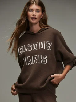 Marron chocolat - Sweat-shirt à capuche compact et confortable à Manches longues