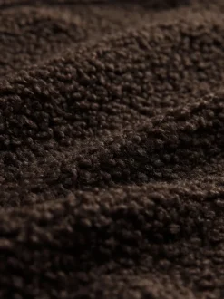 Marron chocolat - Sweat-shirt à capuche doux Borg à manches longues