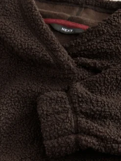 Marron chocolat - Sweat-shirt à capuche doux Borg à manches longues