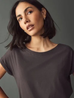 Marron chocolat - T-shirt à manches cap