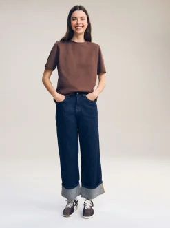 Marron chocolat - T-shirt Manche courte Col ras du cou lourd