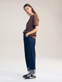 Marron chocolat - T-shirt Manche courte Col ras du cou lourd