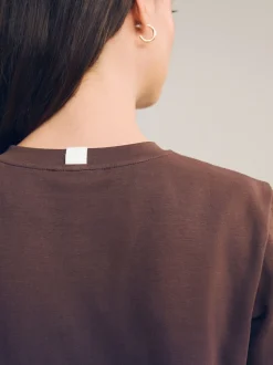 Marron chocolat - T-shirt Manche courte Col ras du cou lourd