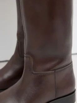 Marron chocolat en cuir - Bottes d’équitation plates Forever Comfort®