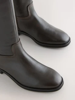 Marron chocolat en cuir - Bottes d’équitation plates Forever Comfort®