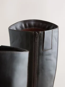 Marron chocolat en cuir - Bottes d’équitation plates Forever Comfort®