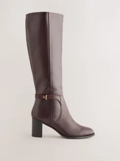 Marron chocolat en cuir - Bottes hauteur genou à finitions matérielles Forever Comfort®