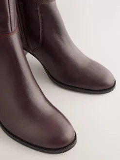 Marron chocolat en cuir - Bottes hauteur genou à finitions matérielles Forever Comfort®