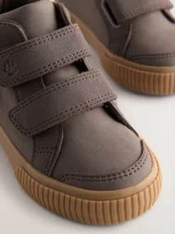 Marron chocolat motif chien - Bottines à fermeture scratch