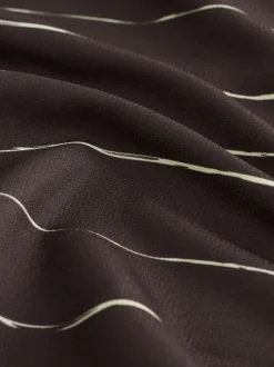 Marron chocolat rayé - Chemisier manches longues à col V