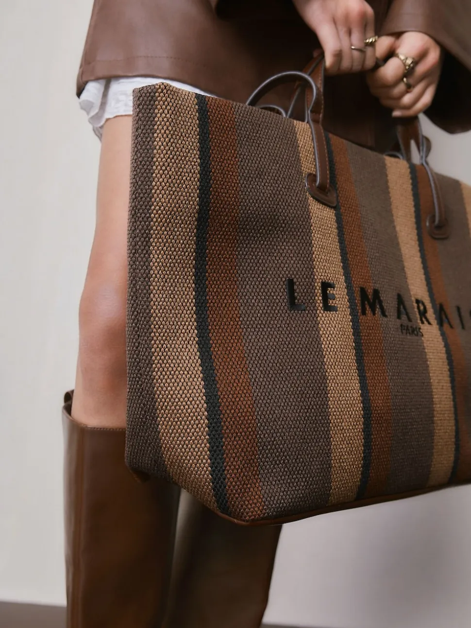 Marron chocolat rayé - Sac à bandoulière