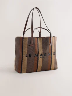 Marron chocolat rayé - Sac à bandoulière