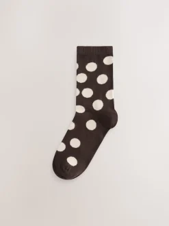 Marron chocolat/blanc à pois - Paquet de chaussettes de cheville 5
