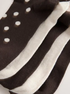 Marron chocolat/blanc à pois - Paquet de chaussettes de cheville 5