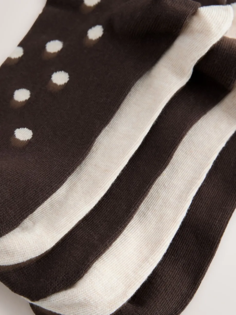 Marron chocolat/blanc à pois - Paquet de chaussettes de cheville 5