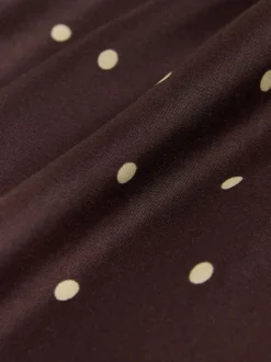 Marron chocolat/Cream à pois - Jupe Midi Satin