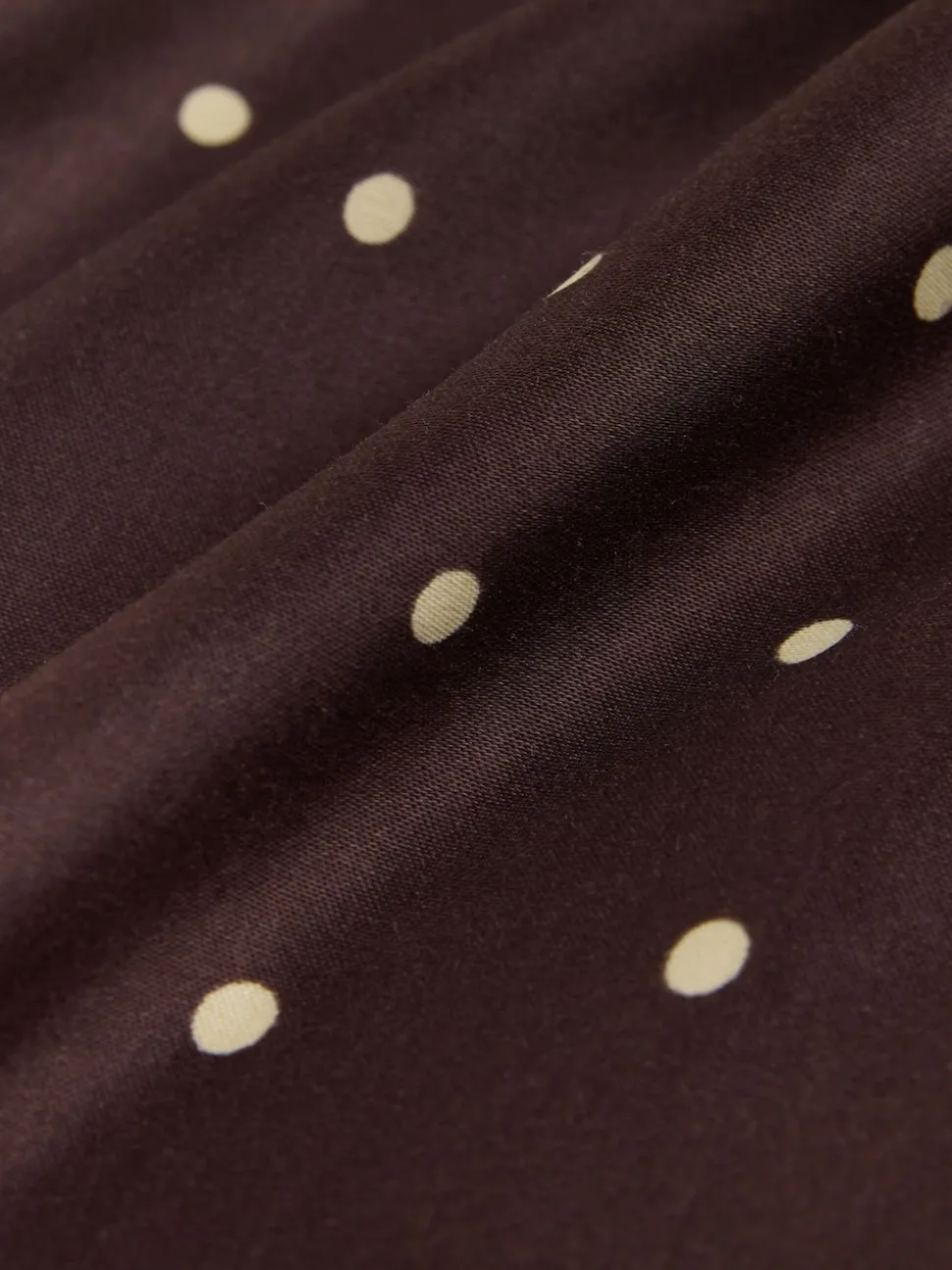 Marron chocolat/Cream à pois - Jupe Midi Satin