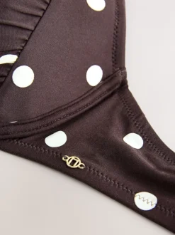 Marron chocolat/crème à pois - Haut de bikini rembourré à armatures avec nœud sur le devant