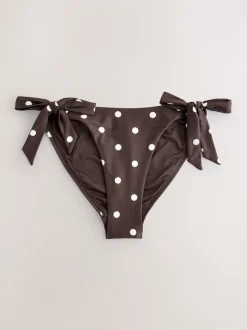 Marron chocolat/crème à pois - Bas de bikini