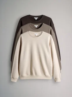 Marron chocolat/marron taupe/Crème - The Set 3 Lot Sweat-shirt décontracté à col rond