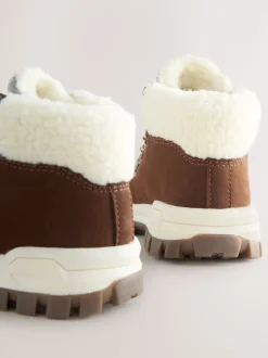 Marron en imitation peau de mouton - Bottines chaudes avec doublure Thinsulate™ style randonnée