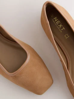 Marron fauve - Ballerines Forever Comfort® en cuir à bout carré