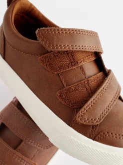 Marron fauve - Baskets à deux lanières à fermeture tactile