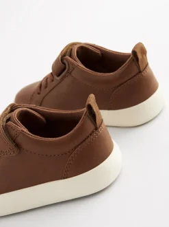 Marron fauve - Baskets à lacets élastiques à fermeture tactile