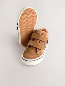 Marron fauve - Baskets hautes en daim à fermeture par contact