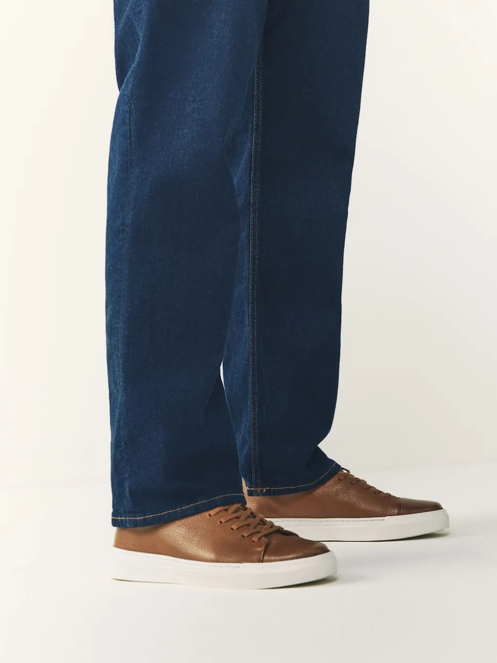 Marron fauve - Baskets longues en cuir Chic et décontracté à Embout