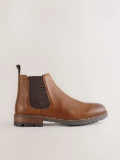 Marron fauve - Bottes Chelsea en cuir décontractées