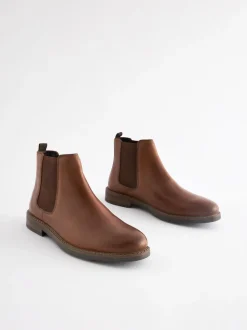 Marron fauve - Bottes Chelsea en cuir cireux
