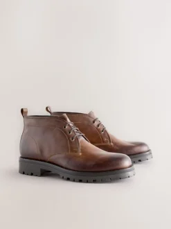 Marron fauve - Bottes Chukka en cuir épais