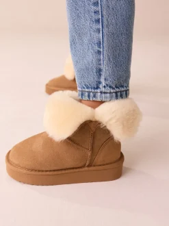 Marron fauve - Bottes déperlantes en daim véritable en peau de mouton