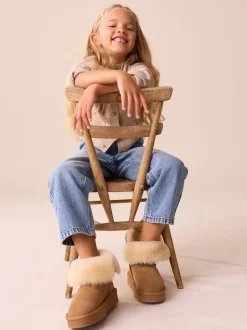 Marron fauve - Bottes déperlantes en daim véritable en peau de mouton