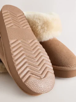 Marron fauve - Bottes déperlantes en daim véritable en peau de mouton